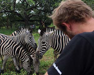 Guest at Kruger Park Hostel with Zebra